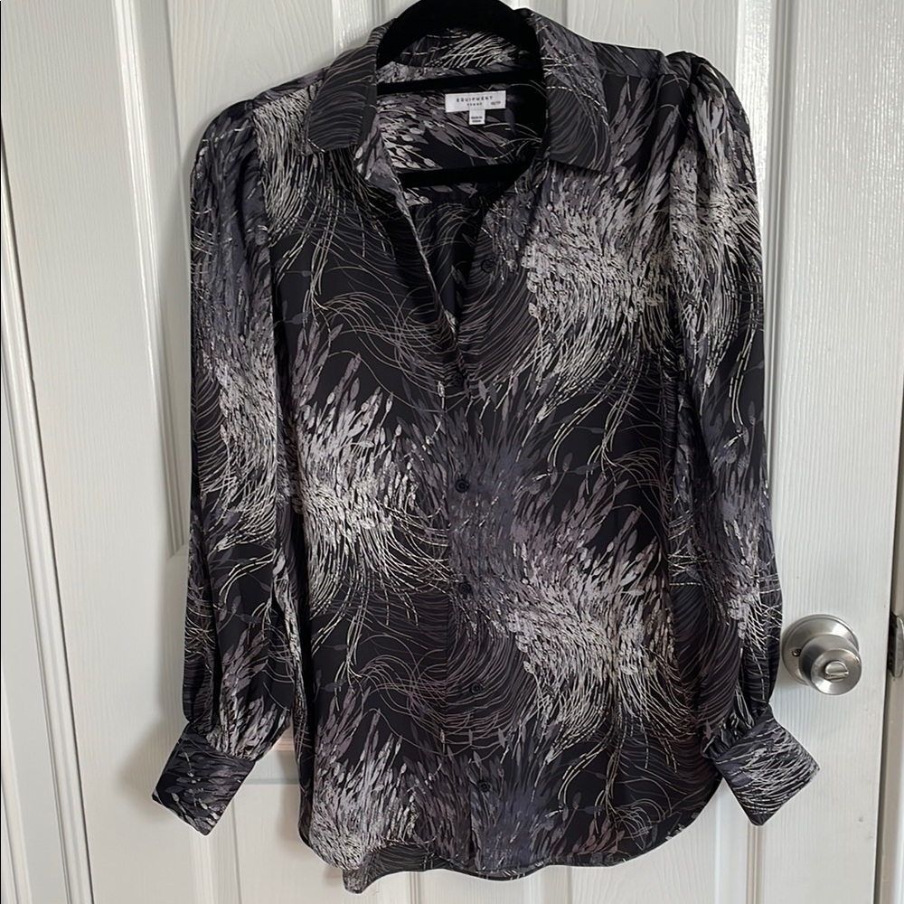 New with tags Equipment Black and Gray Button Down Shirt